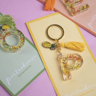 Portachiavi a forma di ananas giallo